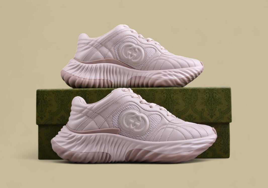 Gucci Run Sneakers Soft Beige Monochrome Trainers with GG Detail