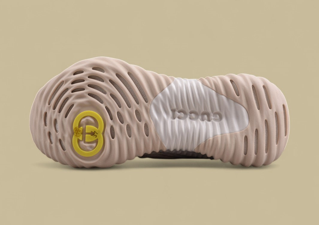 Gucci Run Sneakers Tonal Ivory Sculpted Sole Trainers with Embossed GG