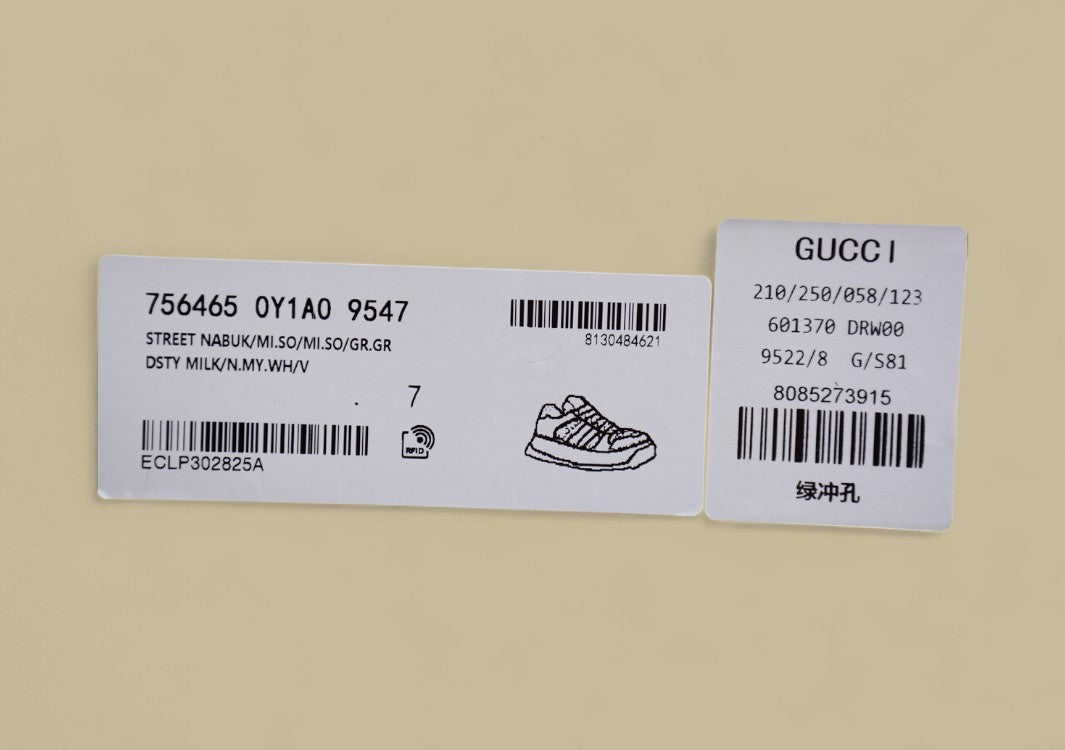 Gucci Screener Heritage Low Vintage White Perforated Leather with Web Stripe & Dual-Tone Laces