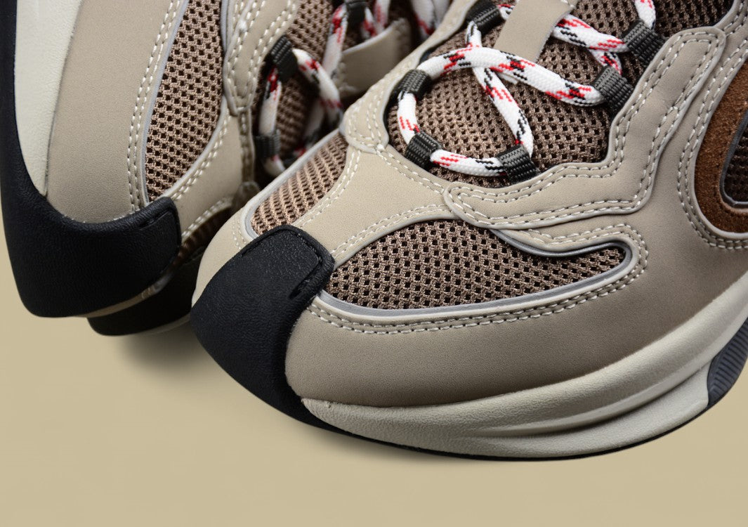 Gucci Screener Velocity Sneakers Earth-Tone Trainers with Mesh, Suede & Embossed GG