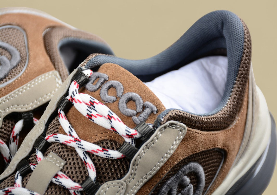Gucci Screener Velocity Sneakers Earth-Tone Trainers with Mesh, Suede & Embossed GG