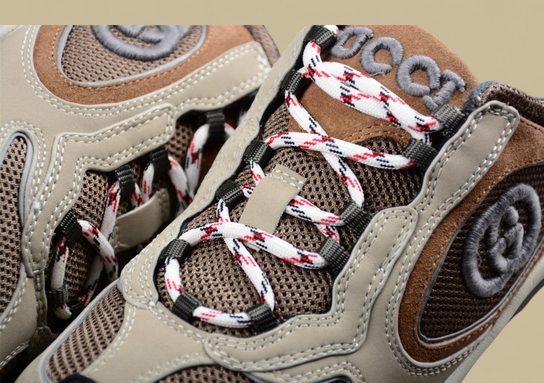Gucci Screener Velocity Sneakers Earth-Tone Trainers with Mesh, Suede & Embossed GG