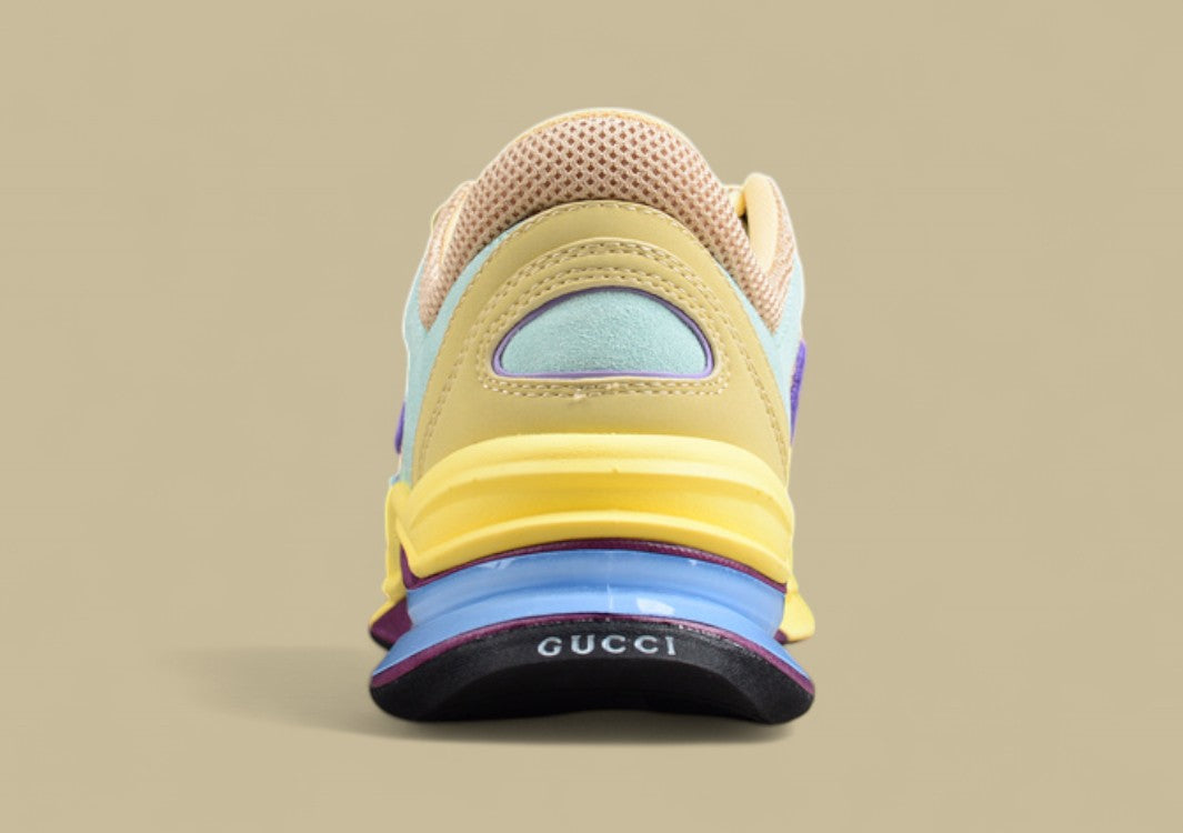 Gucci Screener Velocity Sneakers Multicolor Pastel Trainers with GG Logo and Airy Mesh Upper