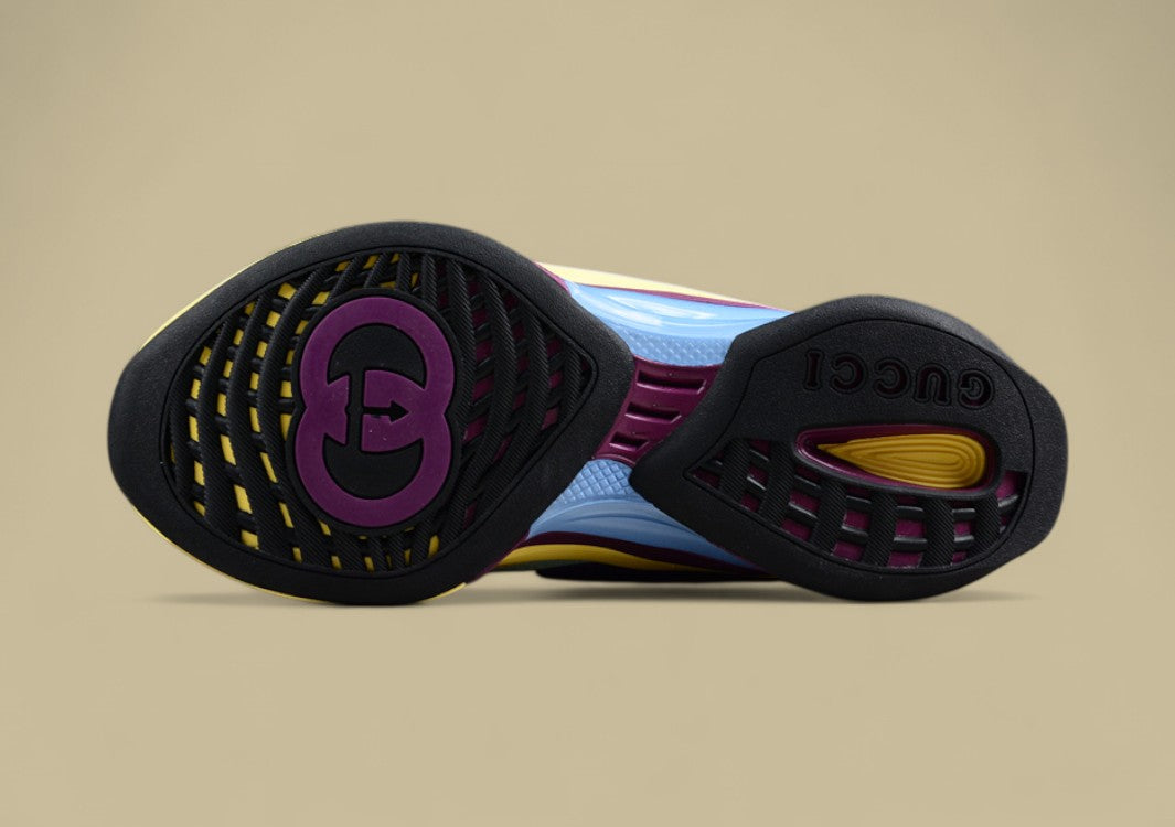 Gucci Screener Velocity Sneakers Multicolor Pastel Trainers with GG Logo and Airy Mesh Upper