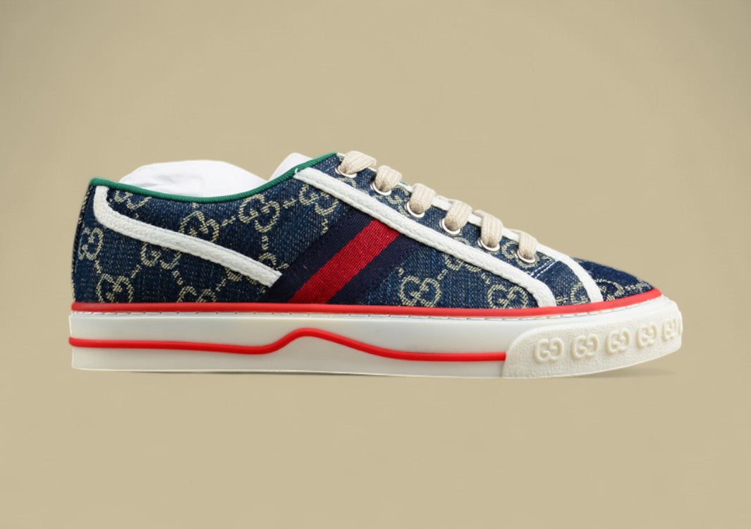 Gucci Tennis Blue GG Denim Low-Top Sneaker