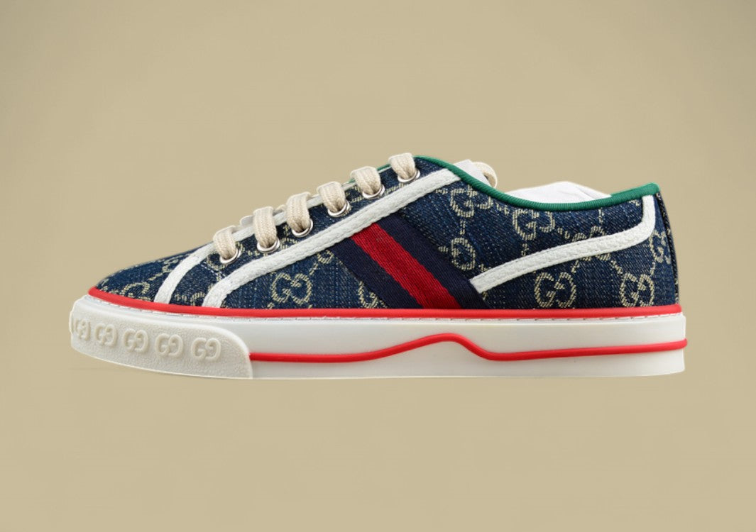 Gucci Tennis Blue GG Denim Low-Top Sneaker