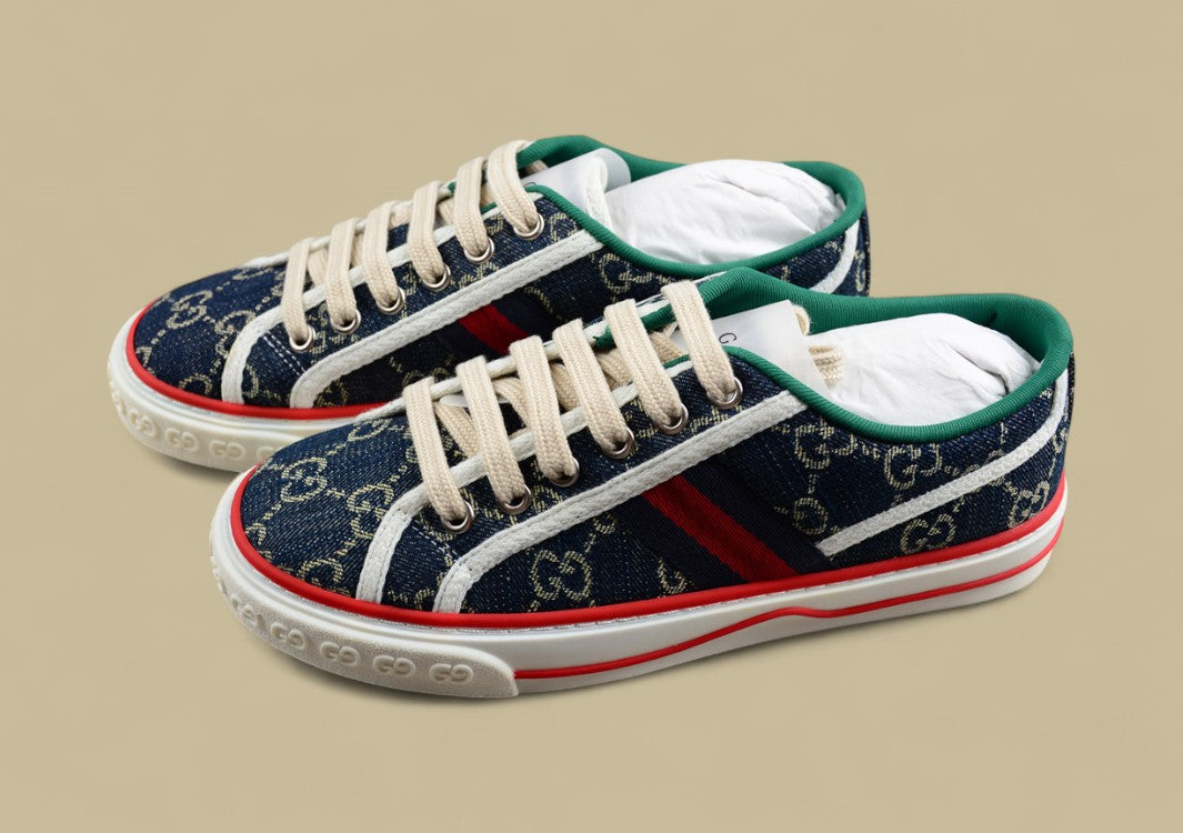 Gucci Tennis Blue GG Denim Low-Top Sneaker