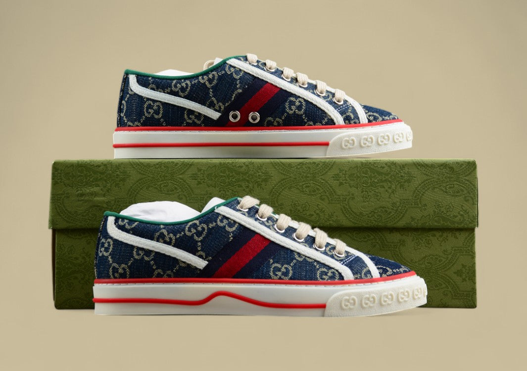 Gucci Tennis Blue GG Denim Low-Top Sneaker