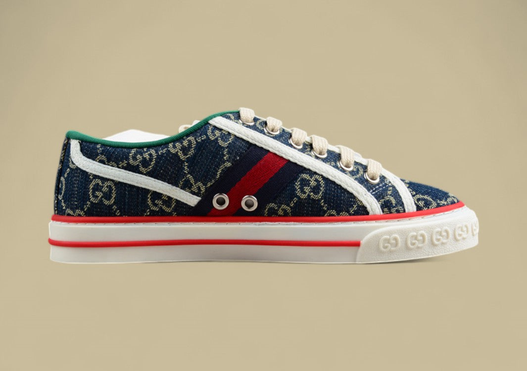 Gucci Tennis Blue GG Denim Low-Top Sneaker