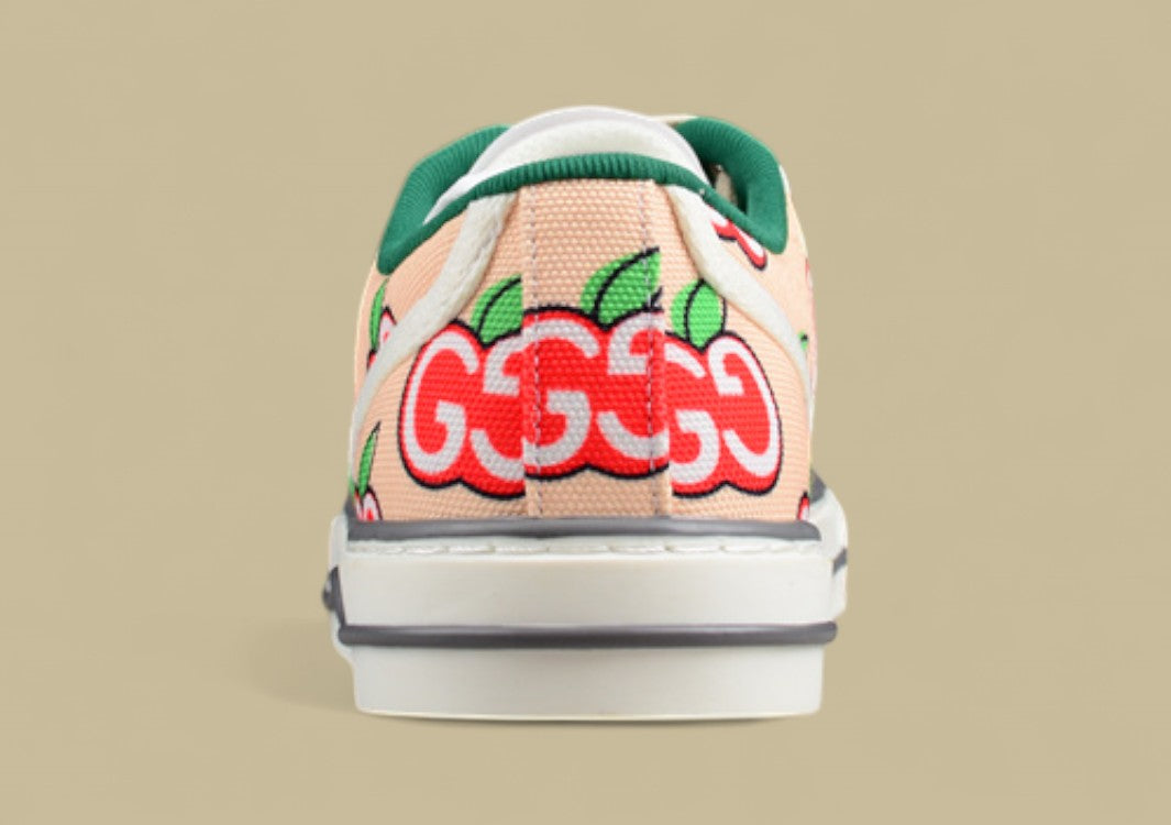 Gucci Tennis Low-Top Sneaker in Beige GG Cherry Print