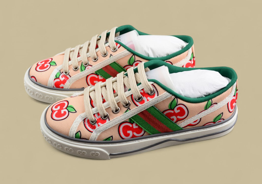 Gucci Tennis Low-Top Sneaker in Beige GG Cherry Print