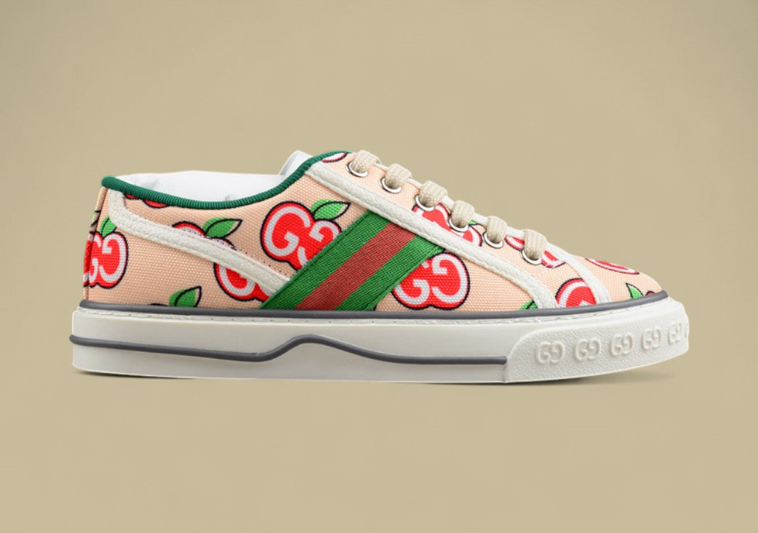 Gucci Tennis Low-Top Sneaker in Beige GG Cherry Print