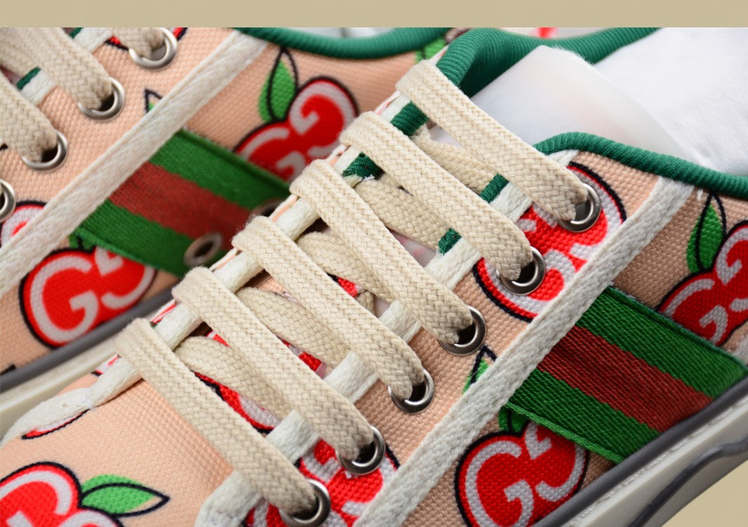 Gucci Tennis Low-Top Sneaker in Beige GG Cherry Print