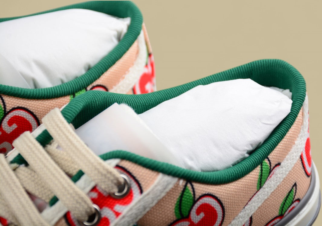 Gucci Tennis Low-Top Sneaker in Beige GG Cherry Print