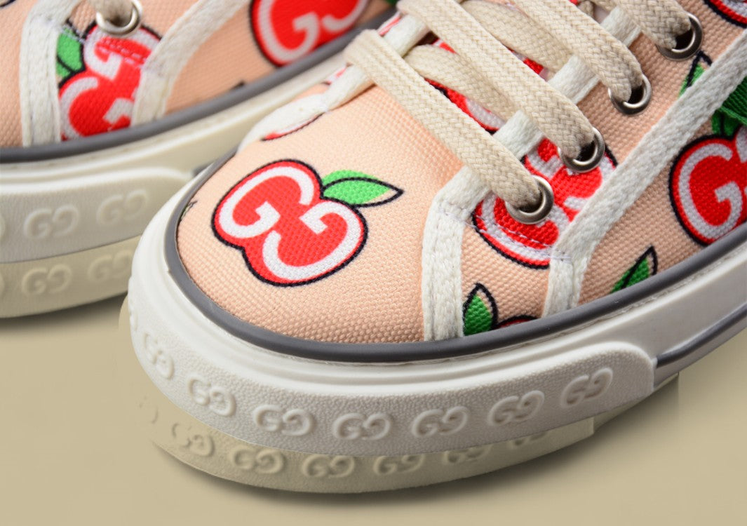 Gucci Tennis Low-Top Sneaker in Beige GG Cherry Print