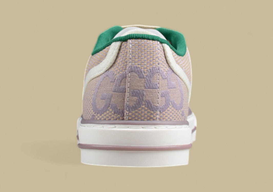 Gucci Tennis Low-Top Sneaker In Beige Purple GG Monogram Canvas