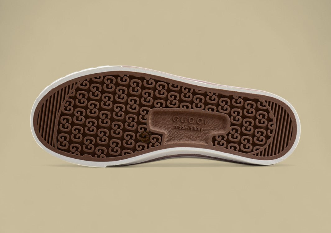 Gucci Tennis Low-Top Sneaker In Beige Purple GG Monogram Canvas