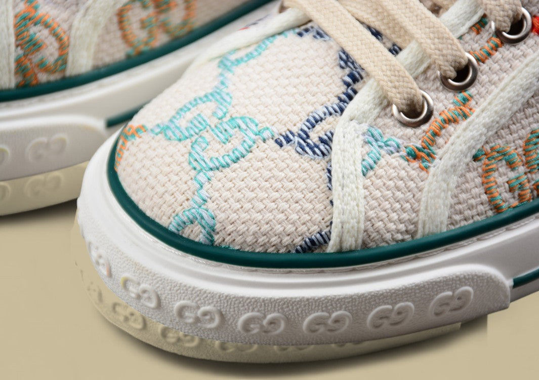 Gucci Tennis Low Multicolor GG Embroidered Canvas Sneaker