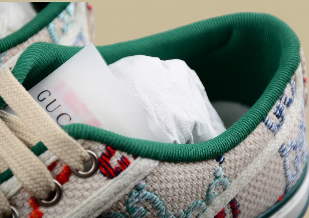Gucci Tennis Low Multicolor GG Embroidered Canvas Sneaker