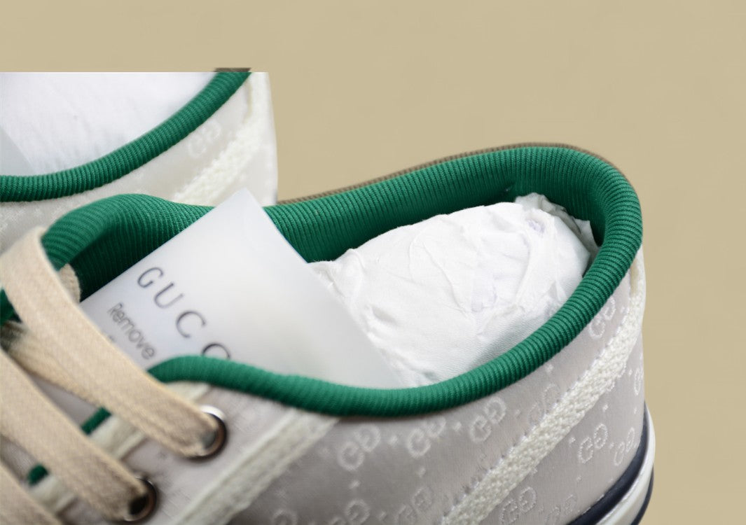 Gucci Tennis Low Multicolor GG Embroidered Canvas White Sneaker