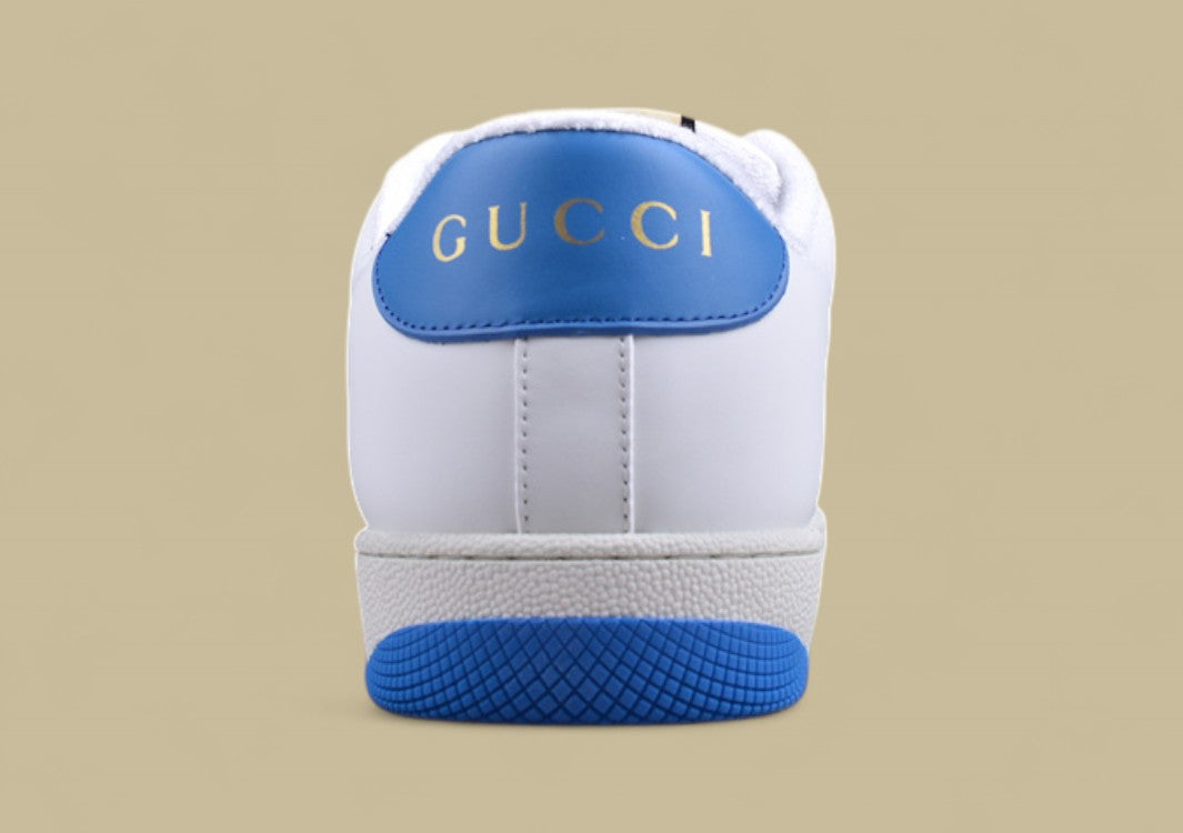Gucci White Ace Sneakers Blue & Red Stripe Low-Tops with Retro Tennis Flair