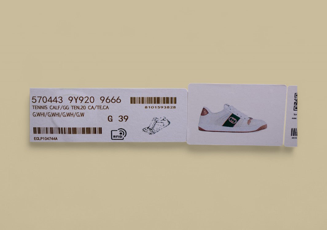 Gucci White Ace Sneakers Pink & Green Stripe Low-Tops with Blush Accents