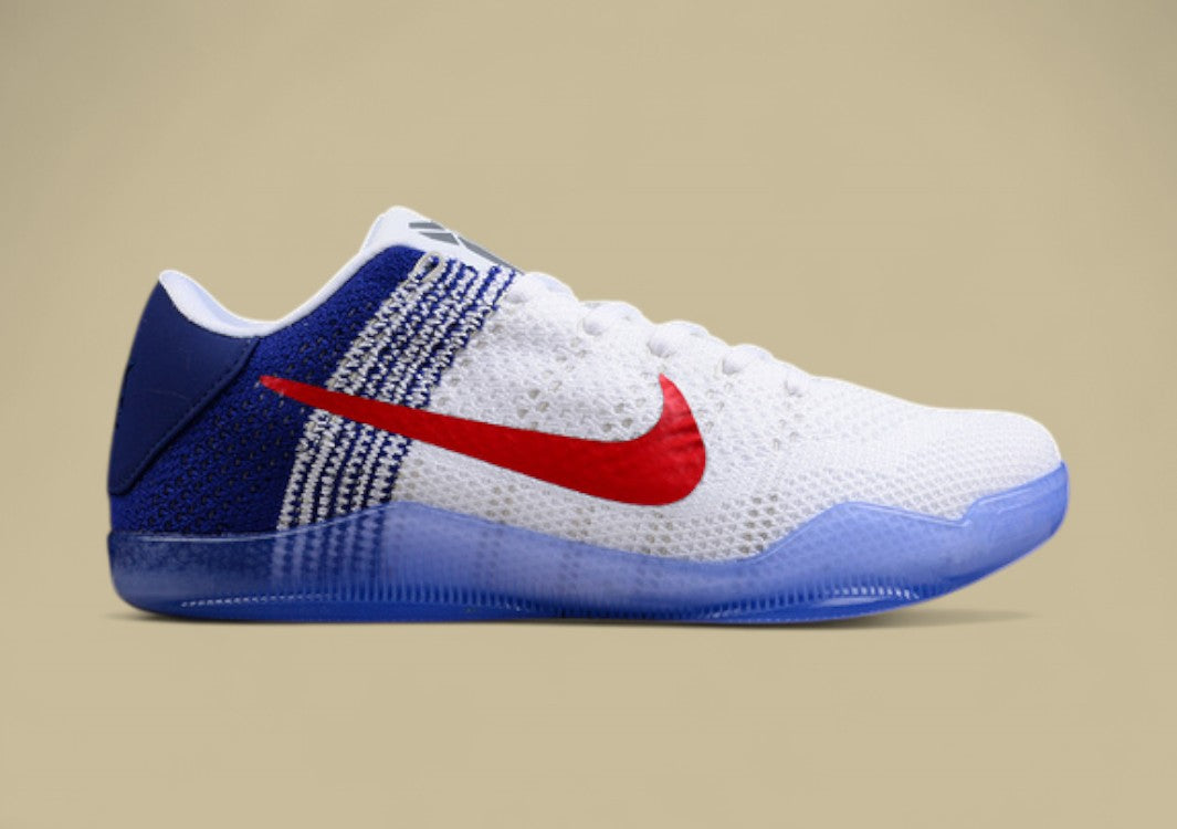 Kobe 11 Elite Low White/University Red/Deep Blue/Metallic Silver
