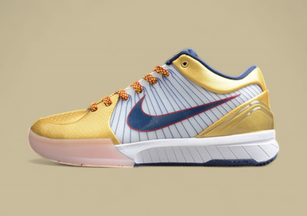 Kobe 4 Shoes White/Dark Obsidian-Varsity Red-Metallic Gold