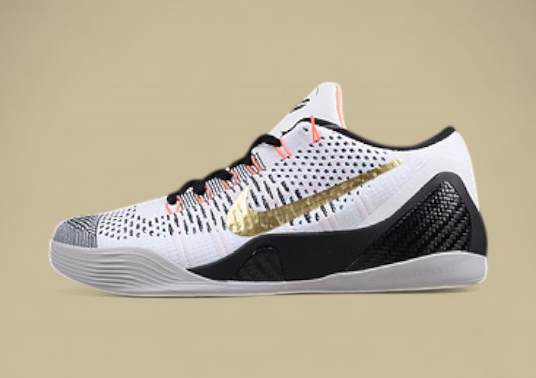 Kobe 9 Basketball Shoes White/Metallic Gold/Black