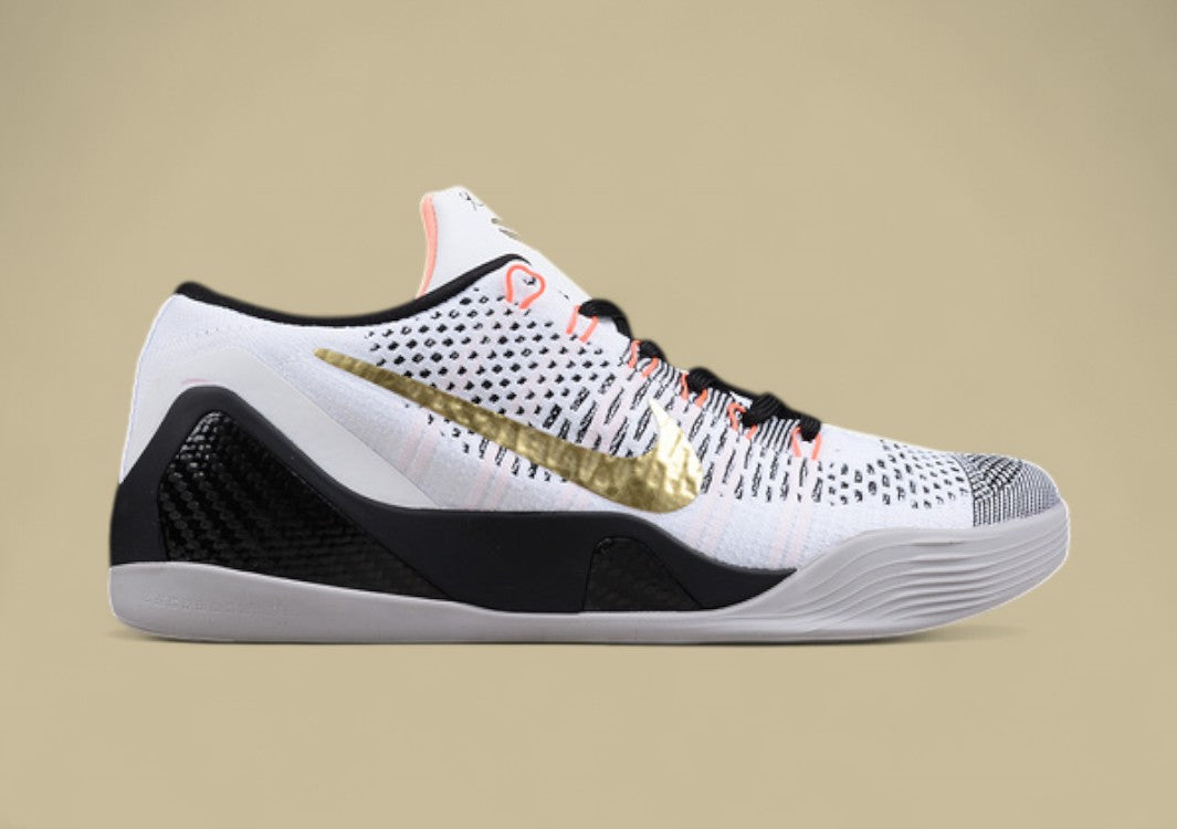 Kobe 9 Basketball Shoes White/Metallic Gold/Black