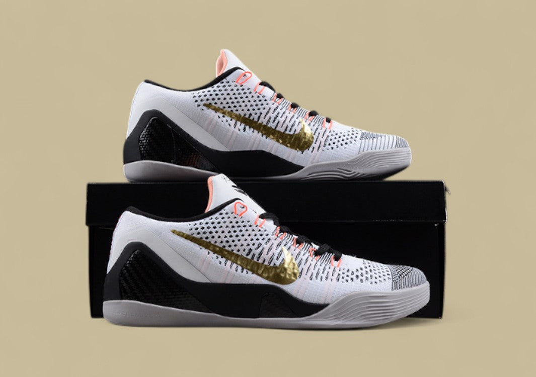 Kobe 9 Basketball Shoes White/Metallic Gold/Black