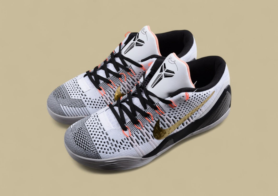 Kobe 9 Basketball Shoes White/Metallic Gold/Black
