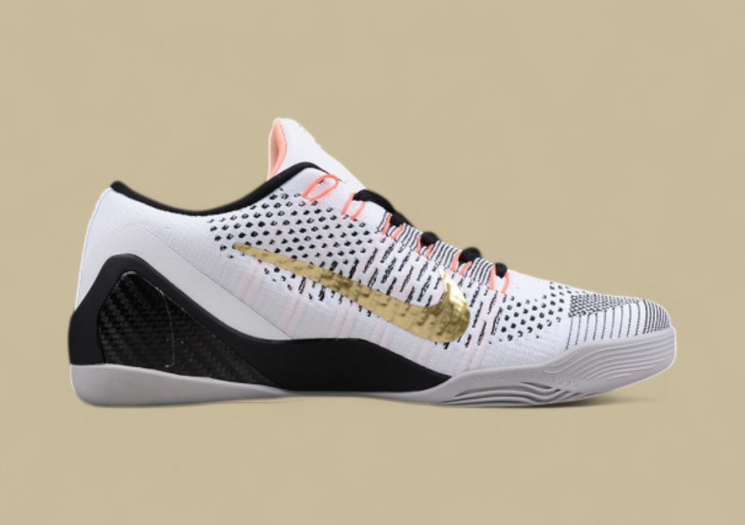 Kobe 9 Basketball Shoes White/Metallic Gold/Black