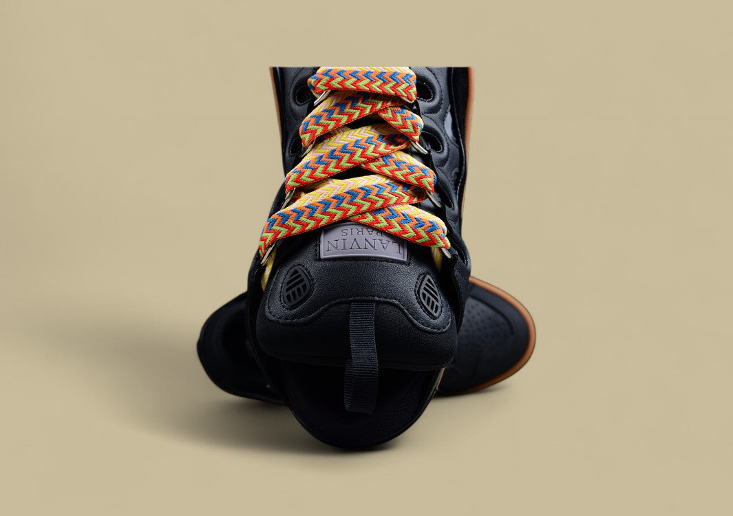 Lanvin Curb Series Casual Sports Shoes Black Gum Sole Multicolor Laces Replica