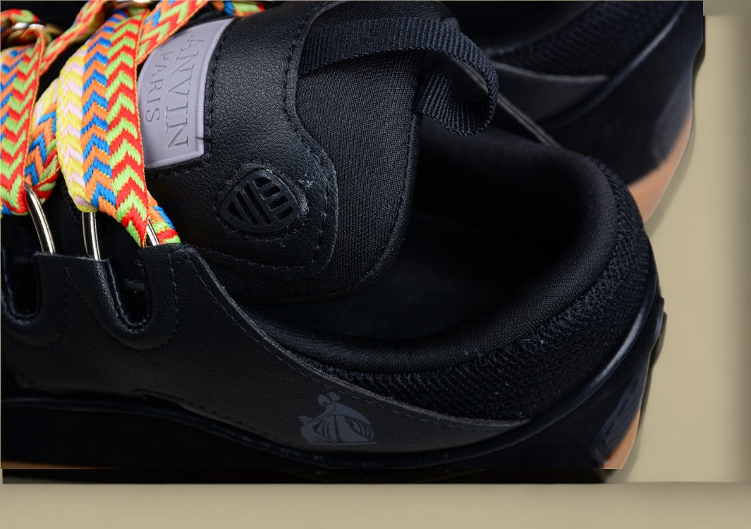 Lanvin Curb Series Casual Sports Shoes Black Gum Sole Multicolor Laces Replica