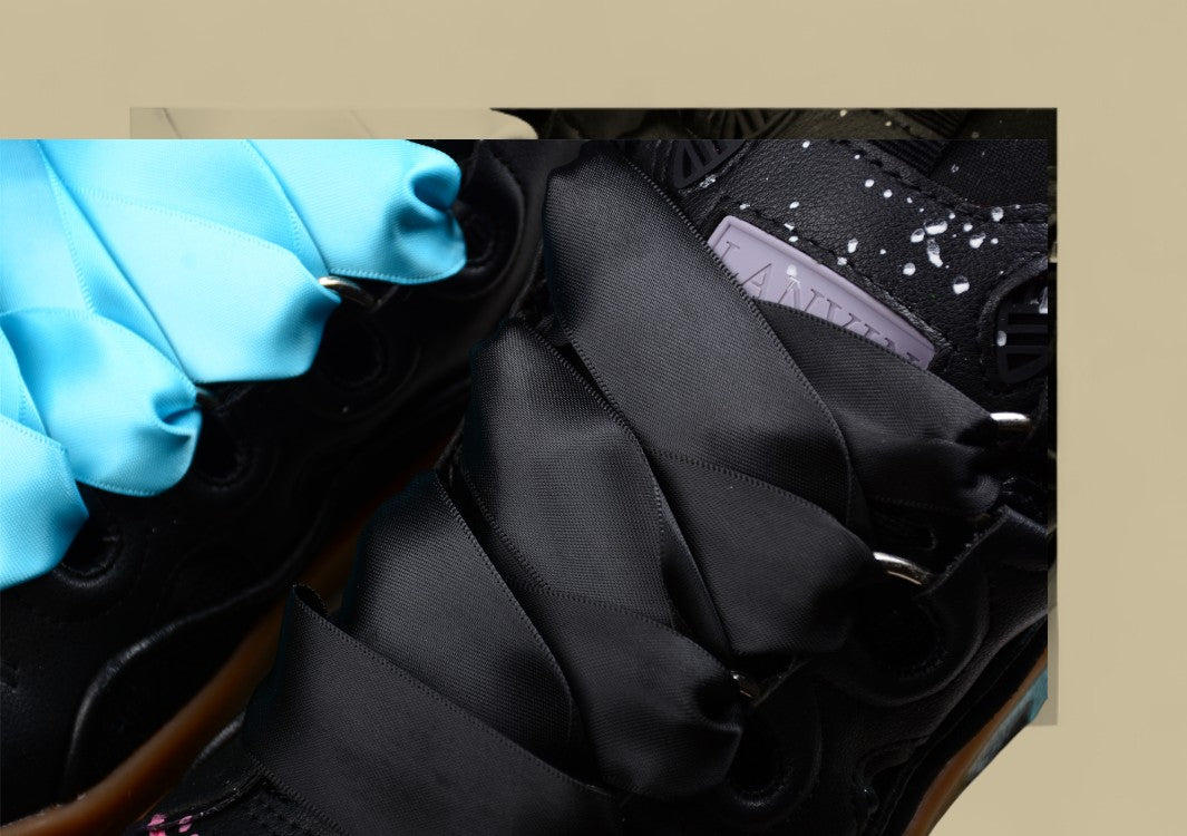 Lanvin Curb Series Casual Sports Shoes Black Multicolor Paint Toe Gum Sole Replica