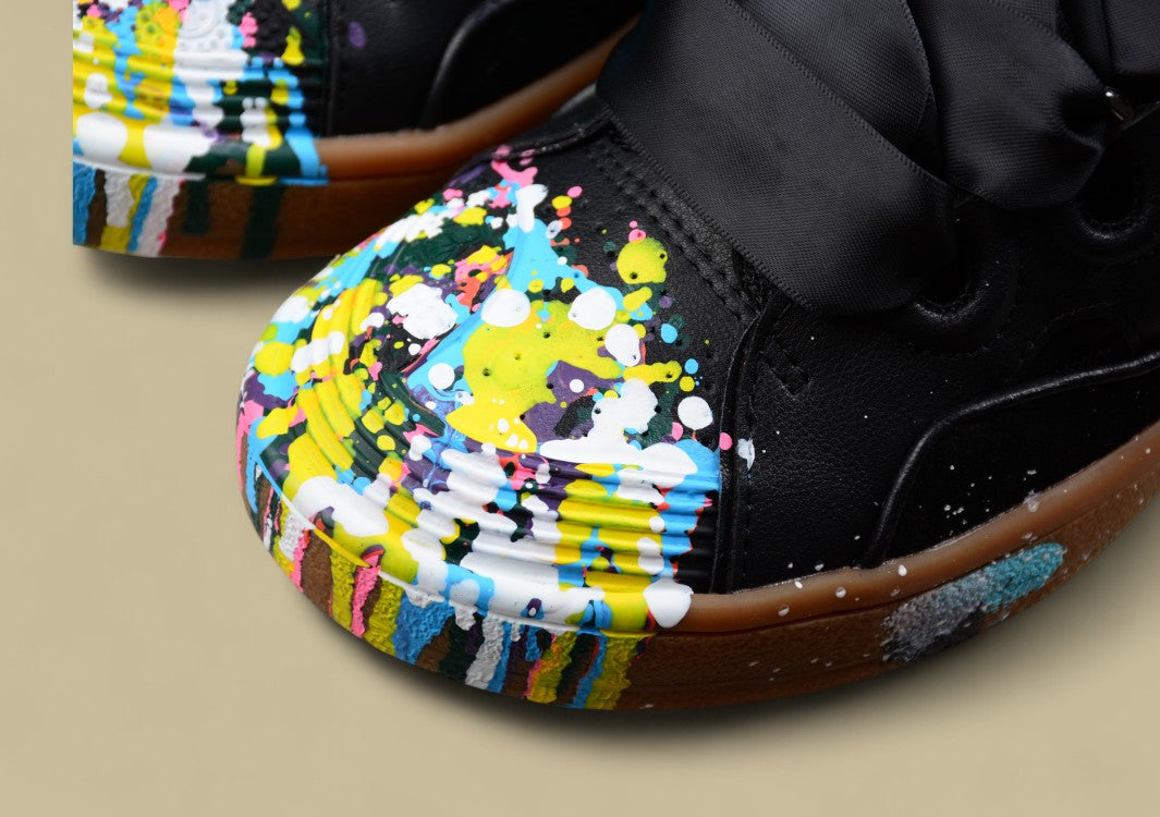 Lanvin Curb Series Casual Sports Shoes Black Multicolor Paint Toe Gum Sole Replica