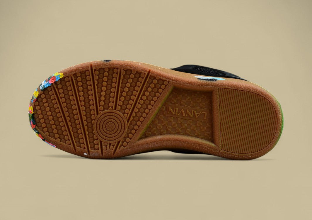 Lanvin Curb Series Casual Sports Shoes Black Multicolor Paint Toe Gum Sole Replica