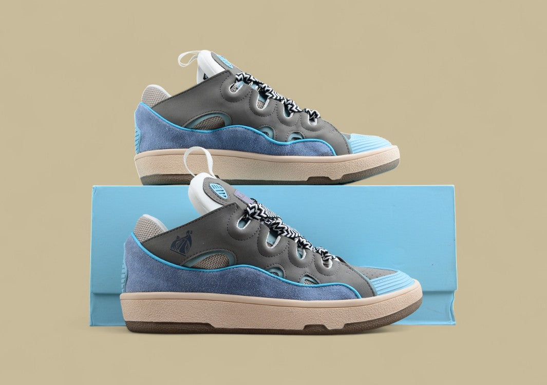 Lanvin Curb Series Casual Sports Shoes Grey Blue Beige Black Laces Replica
