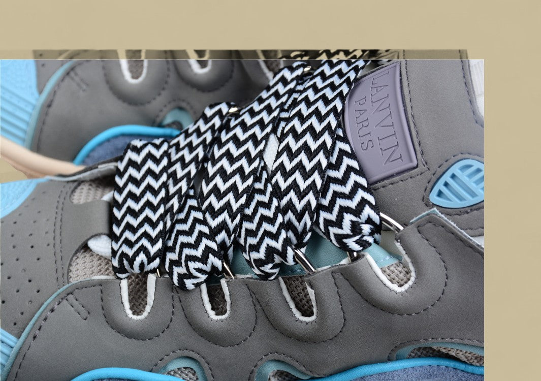 Lanvin Curb Series Casual Sports Shoes Grey Blue Beige Black Laces Replica