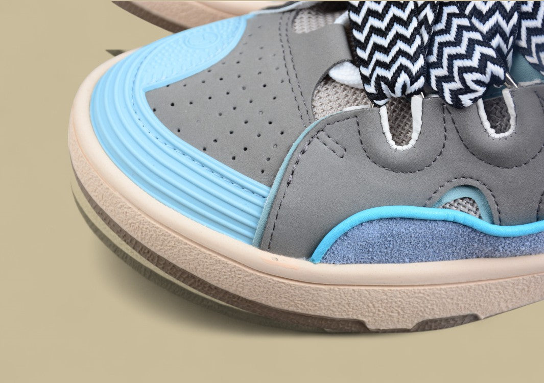 Lanvin Curb Series Casual Sports Shoes Grey Blue Beige Black Laces Replica