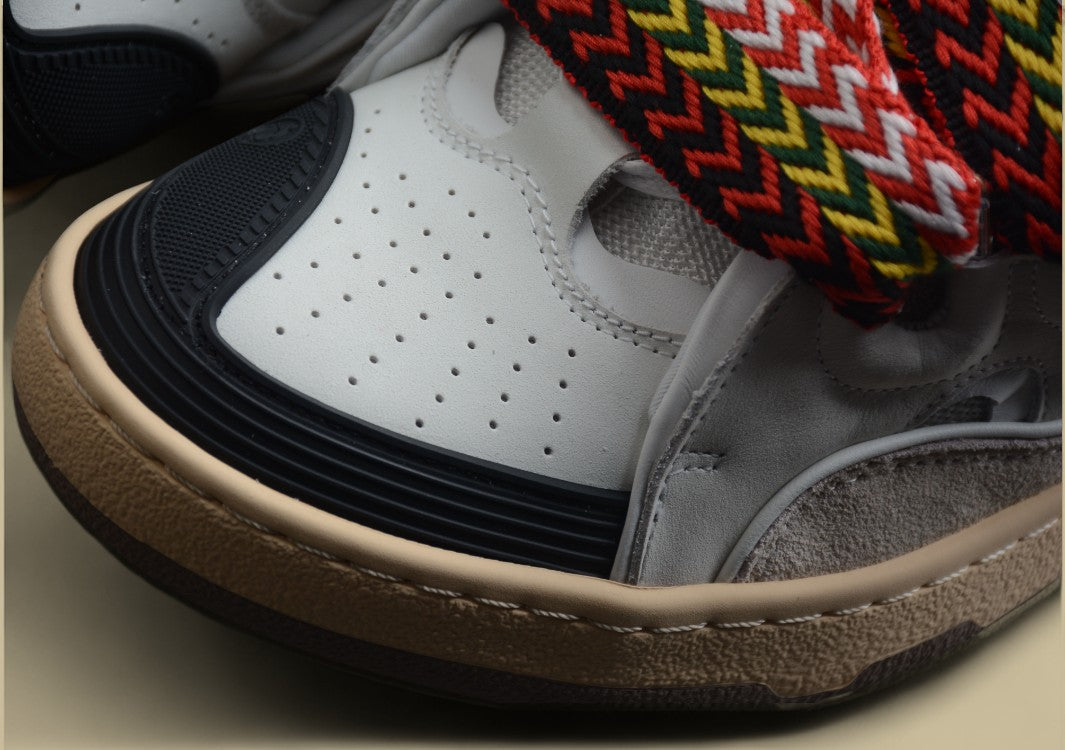 Lanvin Curb Series Casual Sports Shoes Light Grey Beige Multicolor Laces Replica