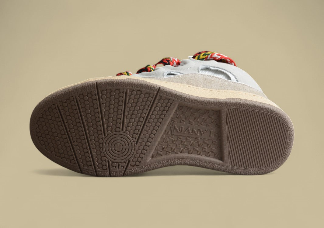 Lanvin Curb Series Casual Sports Shoes Light Grey Beige Multicolor Laces Replica