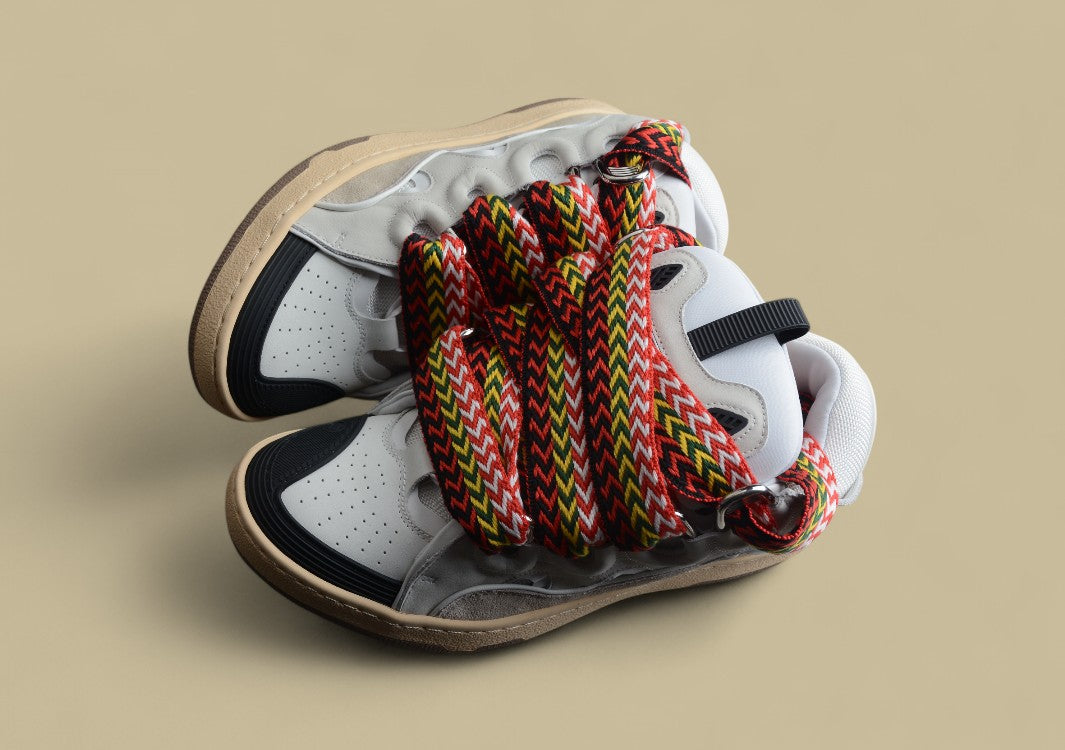 Lanvin Curb Series Casual Sports Shoes Light Grey Beige Multicolor Laces Replica