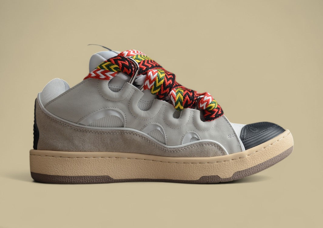 Lanvin Curb Series Casual Sports Shoes Light Grey Beige Multicolor Laces Replica