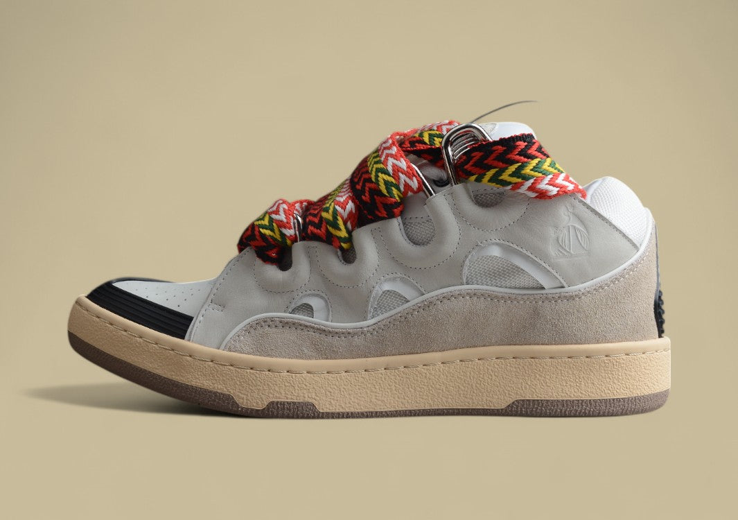 Lanvin Curb Series Casual Sports Shoes Light Grey Beige Multicolor Laces Replica