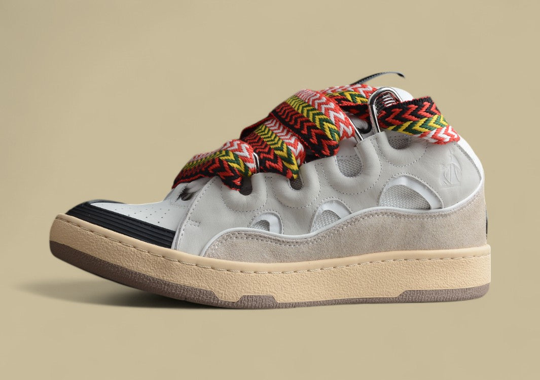 Lanvin Curb Series Casual Sports Shoes Light Grey Beige Multicolor Laces Replica