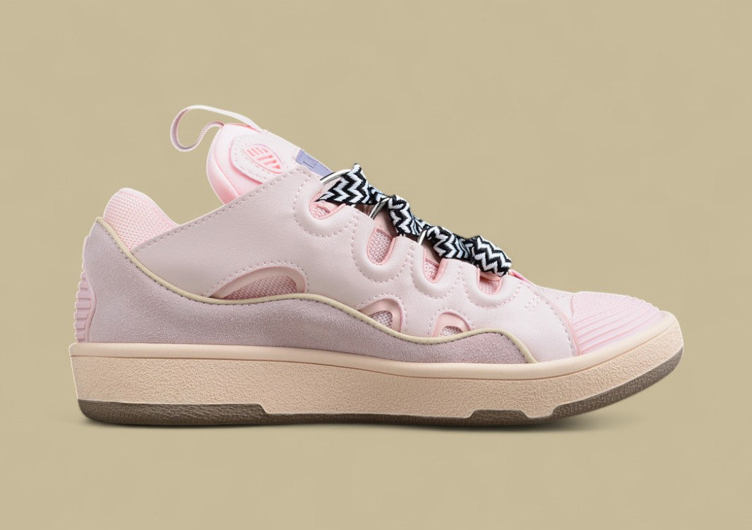 Lanvin Curb Series Casual Sports Shoes Light Pink Beige Black White Laces Replica