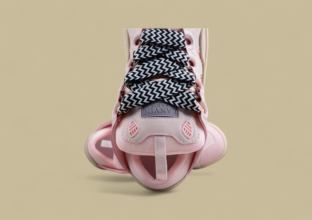 Lanvin Curb Series Casual Sports Shoes Light Pink Beige Black White Laces Replica