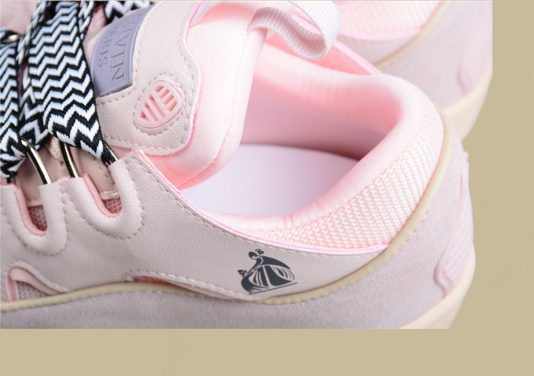 Lanvin Curb Series Casual Sports Shoes Light Pink Beige Black White Laces Replica